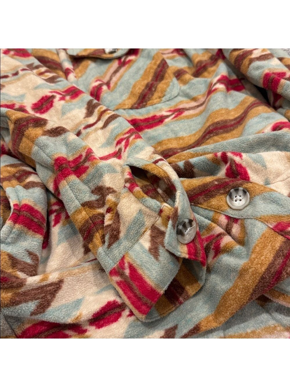 Mixed Pattern Fleece Shacket - Picture 7 of 7